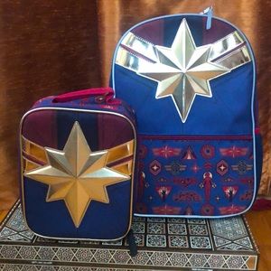 Brand New Captain Marvel Backpack & Lunch Bag Set